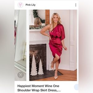 NWT- Pink Lily - Happiest Moment one shoulder wrap skirt dress in Wine